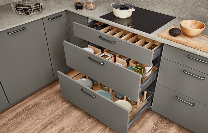 Intelligent ideas for storage – storage space solutions by nobilia kitchens.