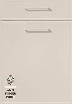 CADRA Lacklaminat-Küchenfront in Sand ultramatt mit Mikro-Rahmen und Anti-Fingerprint-Oberfläche