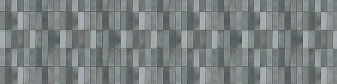 Nischenverkleidung 476 im Dekor Fliese Vintage blau-grau mit schmalem, rechteckigem Fliesenmuster