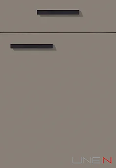 Lakierowany front NOVALUX 513 w kolorze szarym taupe o wysokim połysku - nowoczesny wygląd z eleganckim połyskiem zapewniający stylową atmosferę.