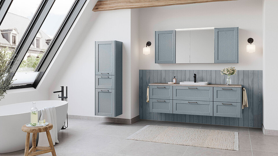 FRAME 614 - Structure bois bleu pierre