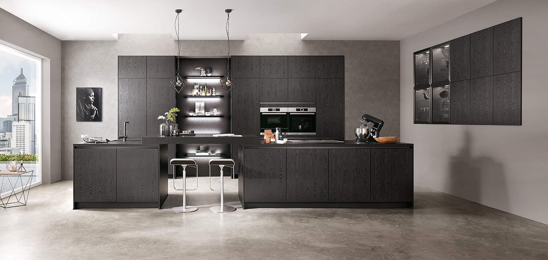 Front 403, Eiche Nero Nachbildung