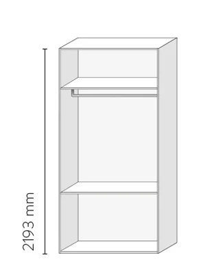 Skizze Kleiderschrank Standardhöhe 2193 mm