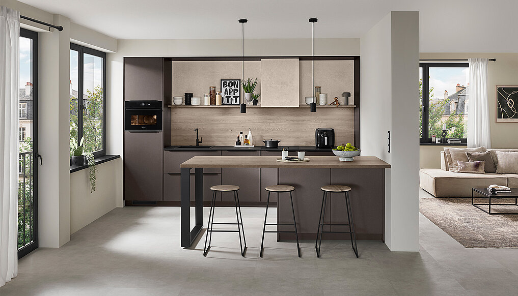 Struktur und Tiefe für stilvolles Design: Die Front LOOK 605 in Coffee strukturiert bringt warme Eleganz in Küche, Bad und Wohnmöbel.