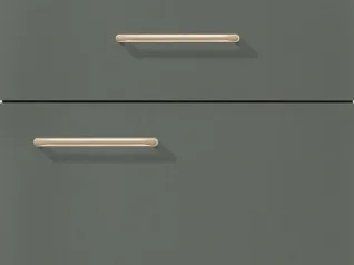 Minimalistisch keukenlade-ontwerp met strakke, horizontale handgrepen op een gladde donkergrijze voorkant, die moderne elegantie en gestroomlijnde functionaliteit belichaamt.