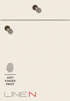 Küchenfront SENSO 499 in Magnolia mit matter Lackoberfläche, runden Knopfgriffen und Anti-Fingerprint-Symbol