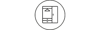 Icon Darstellung von Kleiderschranking mit Innenausstattung.