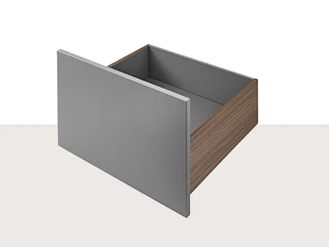 nBOX Système de tiroirs avec Cover 399 en imitation noyer Milano, côtés en imitation bois.
