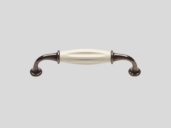 202 - Metal handle, Antique iron colour, Ivory, Burnished