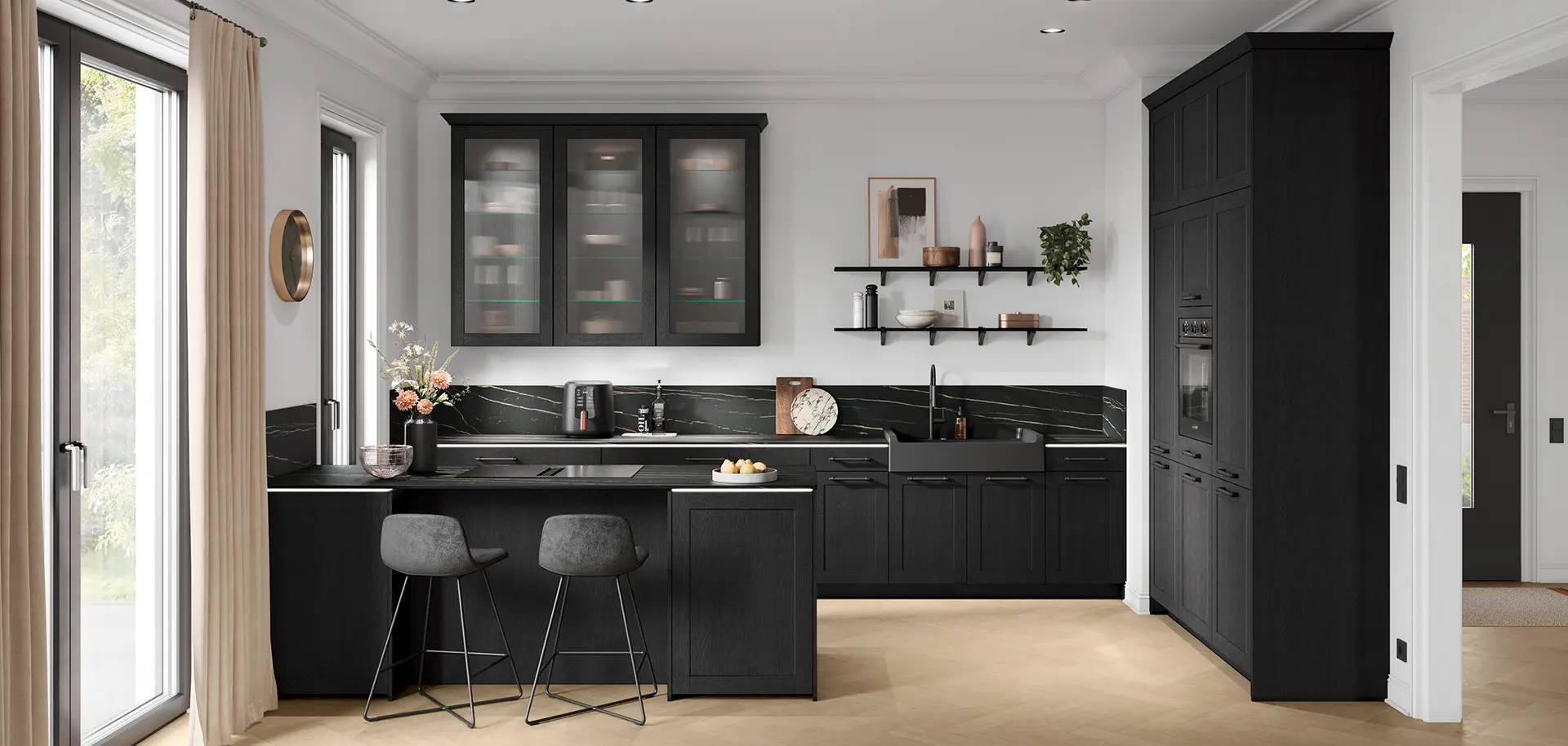 Front 649, Lacklaminat, Holzstruktur Schwarz