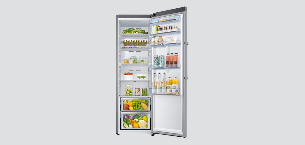 Samsung Stand-Kühlschrank, Nutzinhalt: 385 Liter, 5 Abstellflächen aus Sicherheitsglas