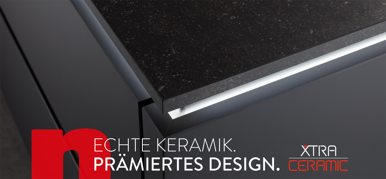 Die nobilia Arbeitsplatte Xtra Ceramic. Prämiertes Design aus echtem Keramik.