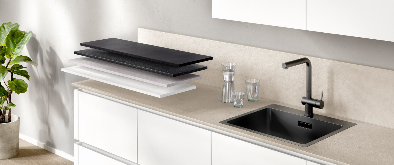 The Xtra Ceramic worktop is available in five different colours.