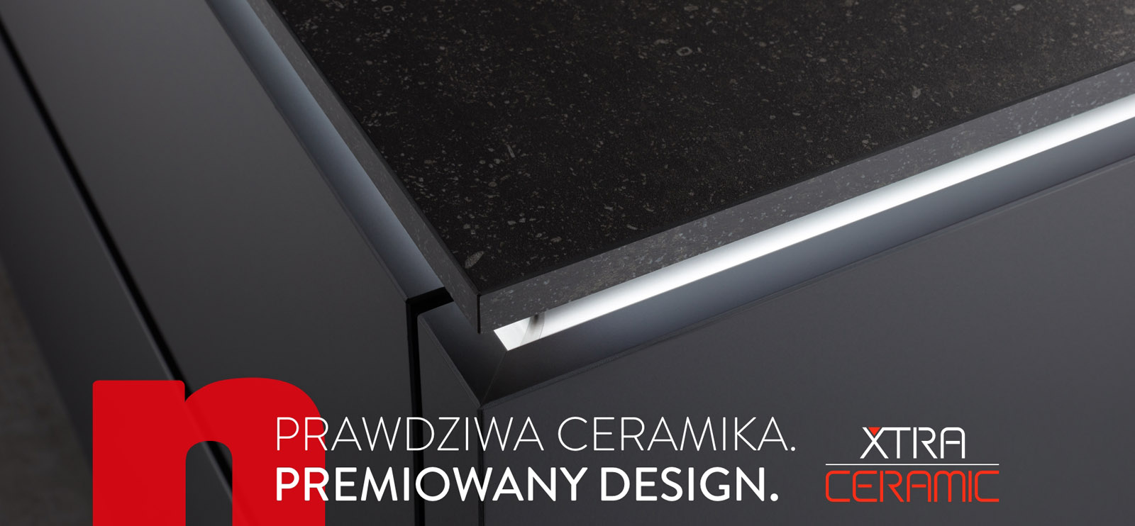 Płyta robocza Xtra Ceramic marki nobilia. Premiowany design z prawdziwej ceramiki.