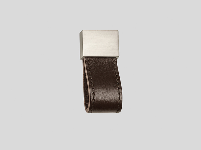 Handle 188, Leather loop, Brown/Stainless steel finish 