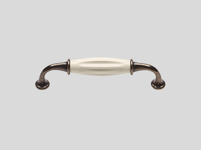 202 Metal handle, Antique iron colour, Ivory, Burnished