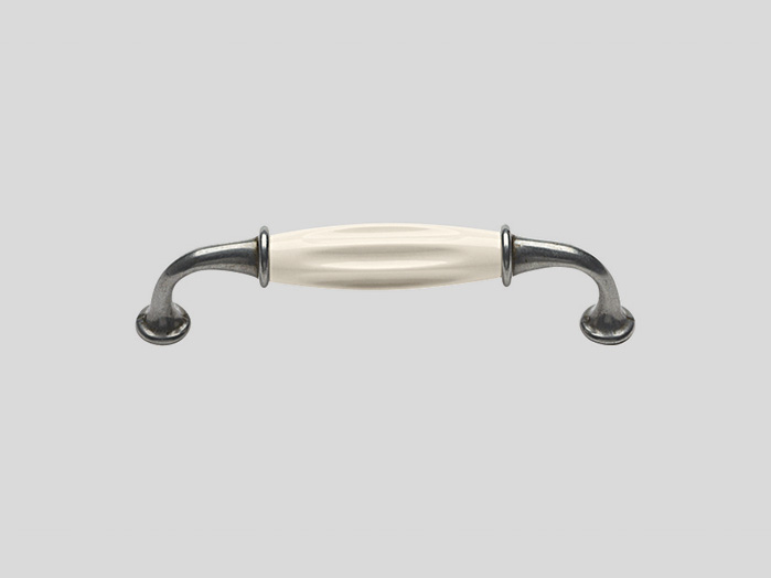 203 Metal handle, Antique silver colour, Ivory, Burnished