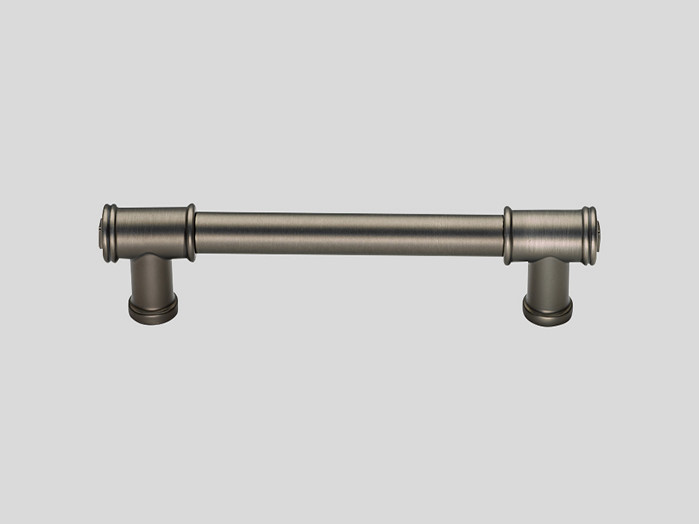  Greep 736, Metalen greep, Edelstaalkleurig/zwart gelaserd Mat 