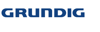 L'immagine presenta il logo di Grundig, caratterizzato da lettere blu audaci con un carattere moderno senza grazie, incarnando un'identità di marca elegante e professionale.