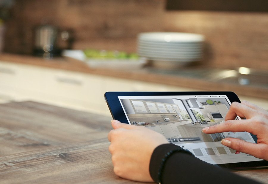 Planning a kitchen online using a tablet