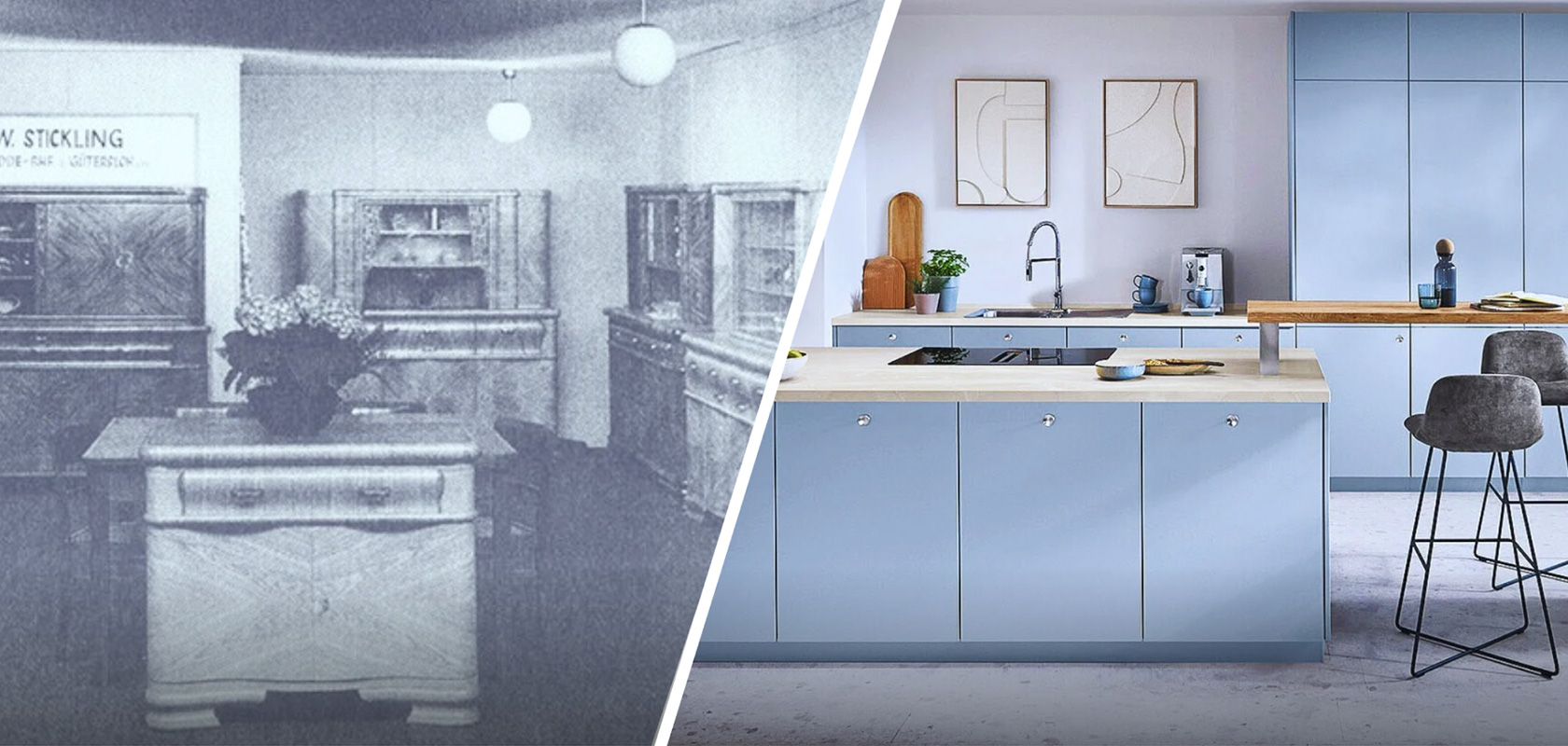 Ambiente de cocina histórica con muebles de época